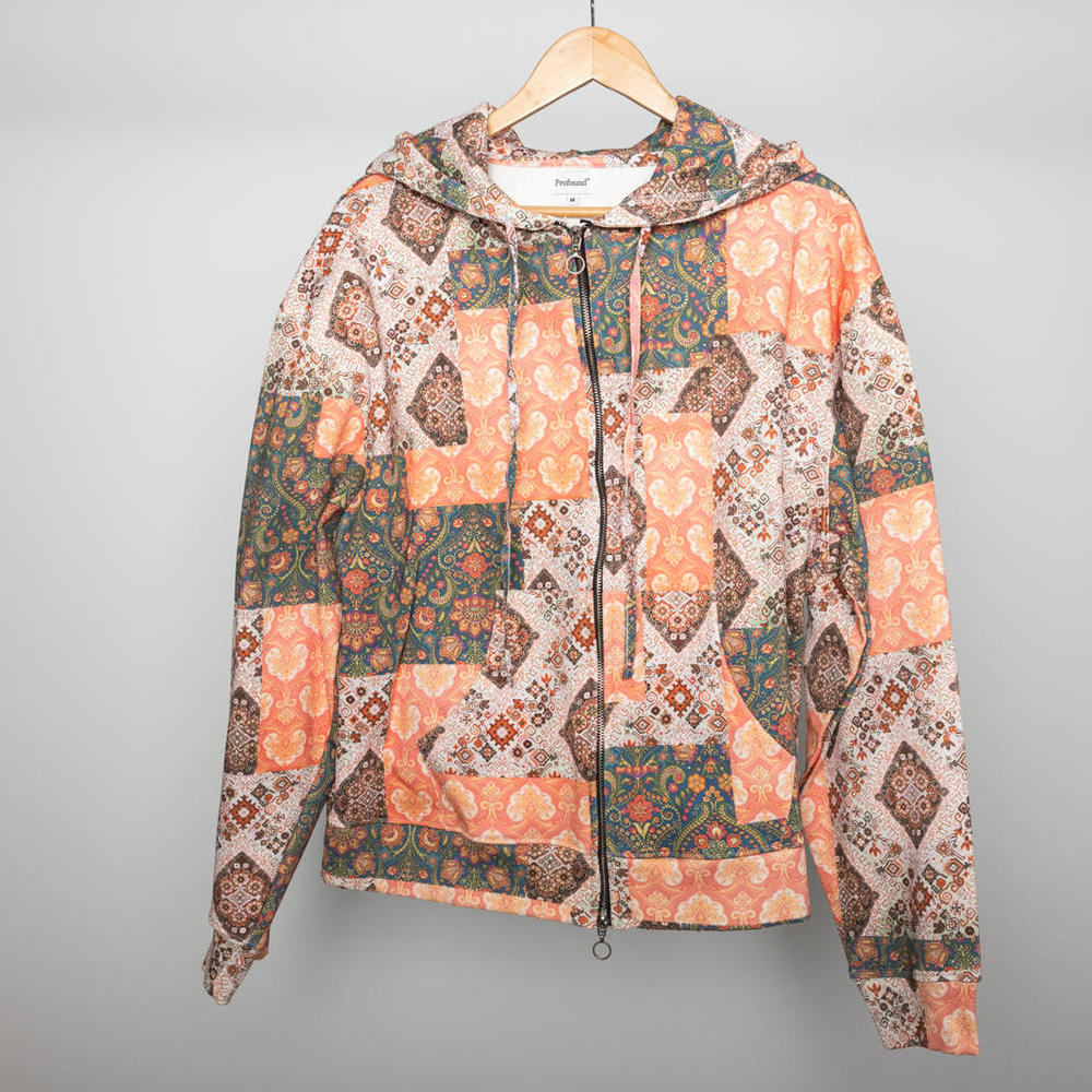 [Profound Aesthetic] Paisley Multi-Patch Zip Up Hoodie (M)